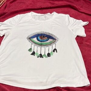 White T-Shirt with Eye Design